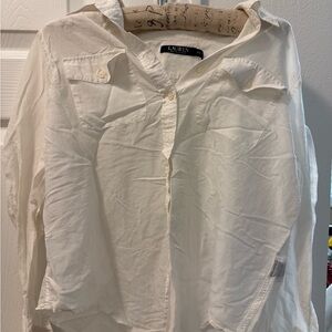 Ralph Lauren White Button Down Shirt Cotton Silk